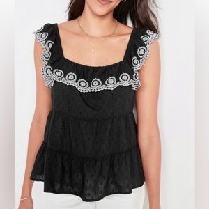 Old navy swing top tiered with Swiss dot and embroidery details . Xl long